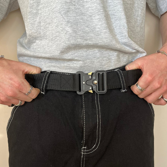 Y2K utility Black tactical military unique buckle design belt - Picture 4 of 6